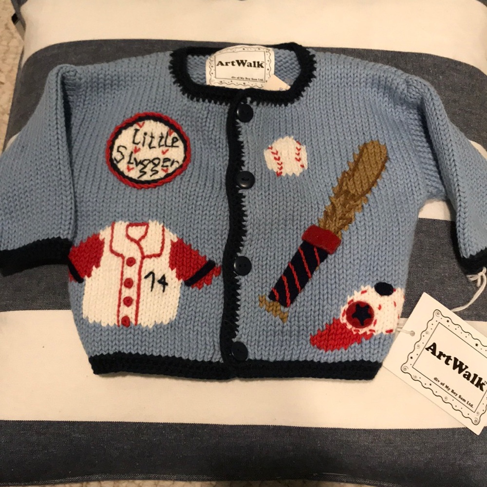 Adorable baby boy baseball sweater